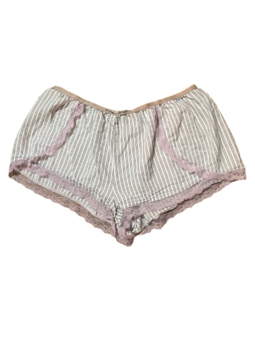Victoria's Secret Striped Lace-Trim Sleep Shorts - Size Medium